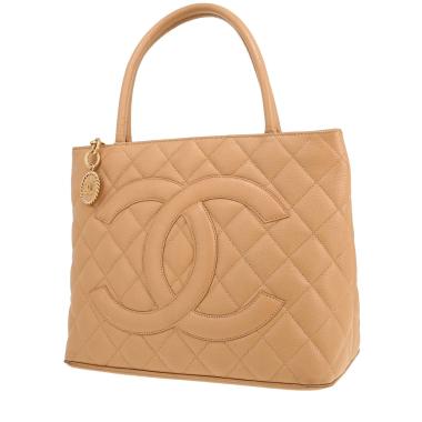 Bolso de mano Chanel  Medaillon en cuero granulado acolchado beige