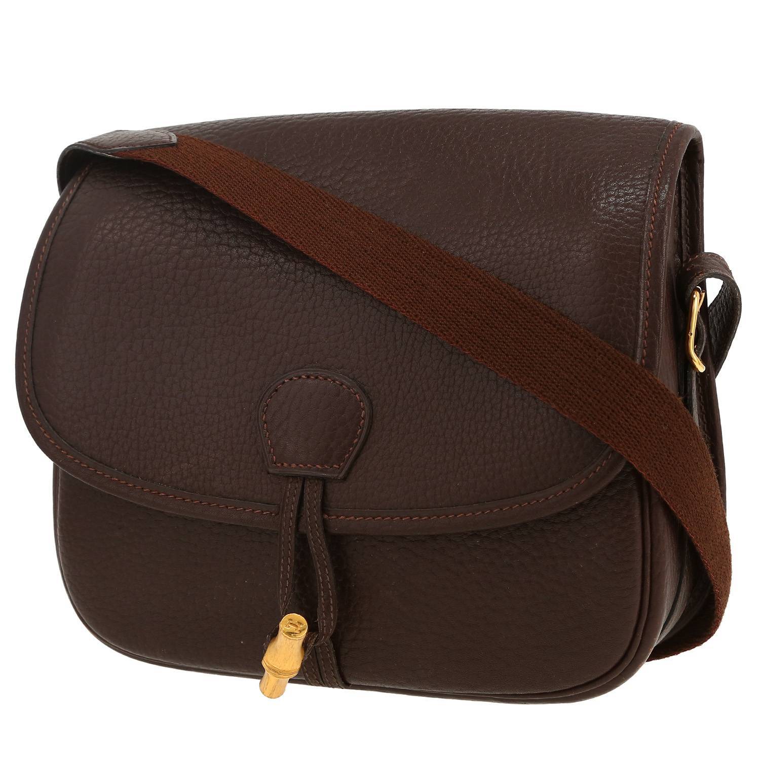 Bolso bandolera Hermès  Duffle en cuero Fjord marrón