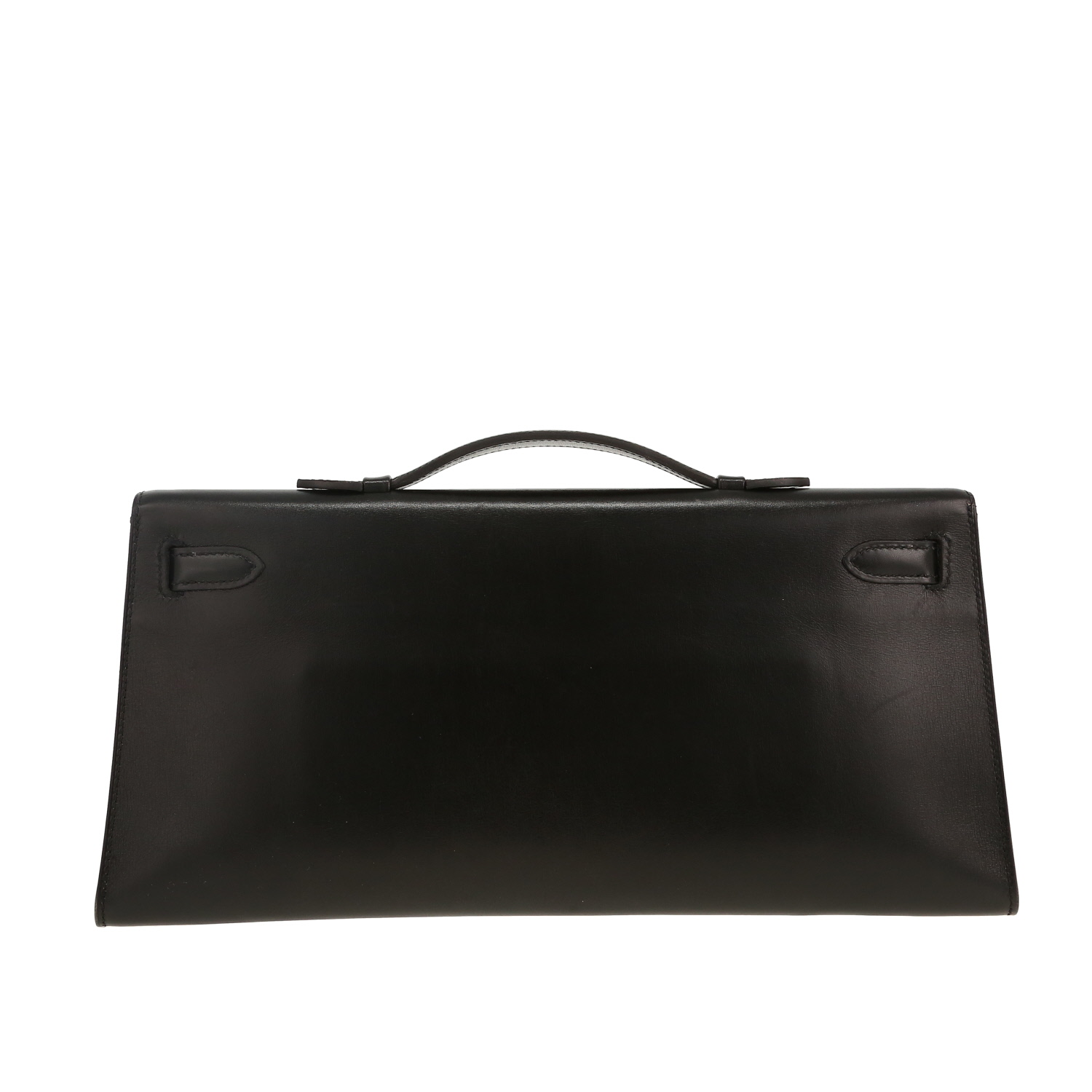 Bolsito de mano Hermès  Kelly Cut en cuero box negro - Detail D4
