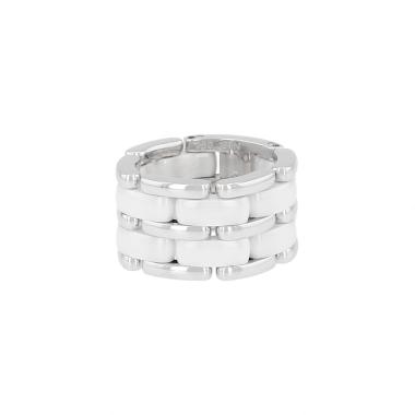 Anello flessibile Chanel Ultra modello grande in oro bianco e ceramica