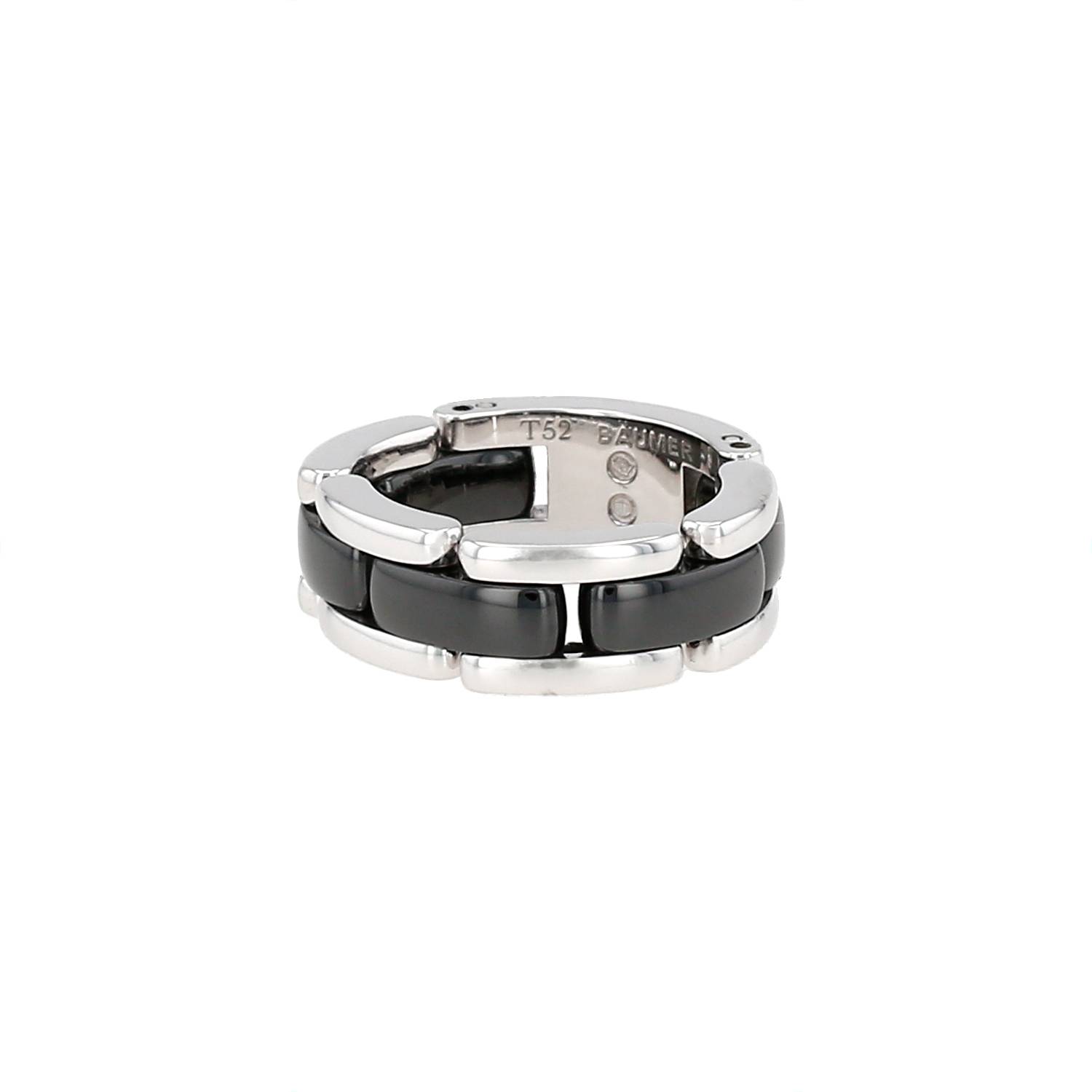 Articulated Chanel Ultra medium model ring in white gold and ceramic