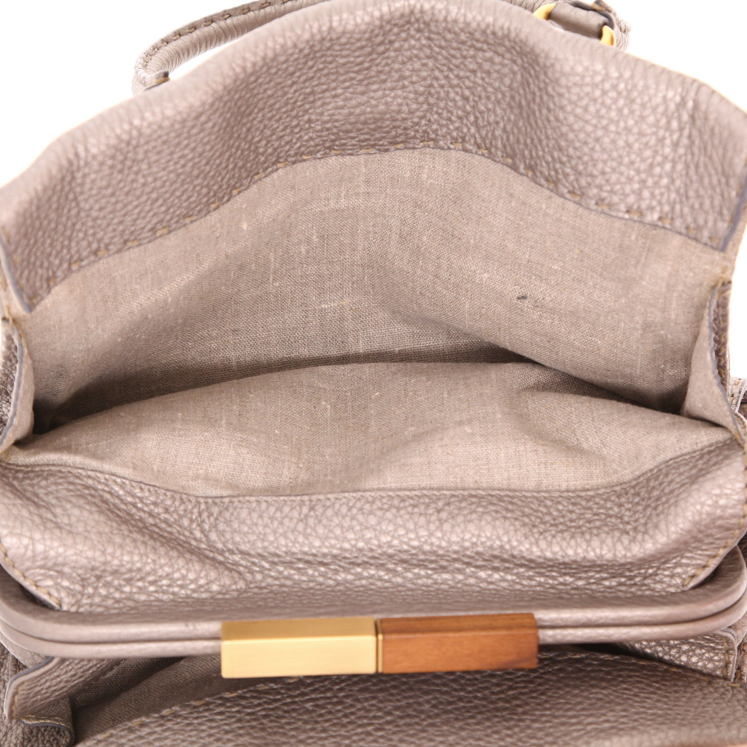 Fendi handbag in silver grained leather - Detail D4