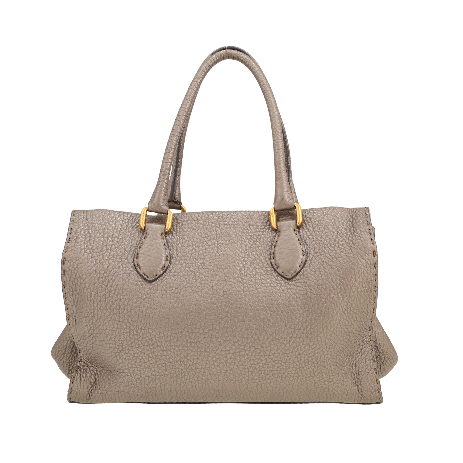 Bolso de mano Fendi   en cuero granulado plateado - Detail D6