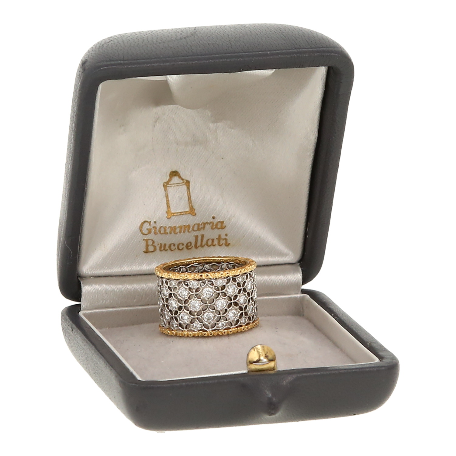 Buccellati Scacchi ring in white gold, yellow gold and diamonds - Detail D2
