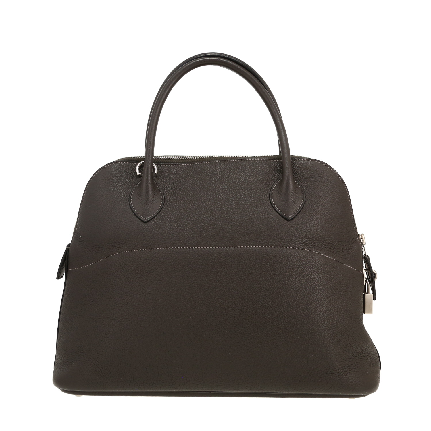 Hermès Bolide 31 cm handbag in Gris Meyer togo leather - Detail D4
