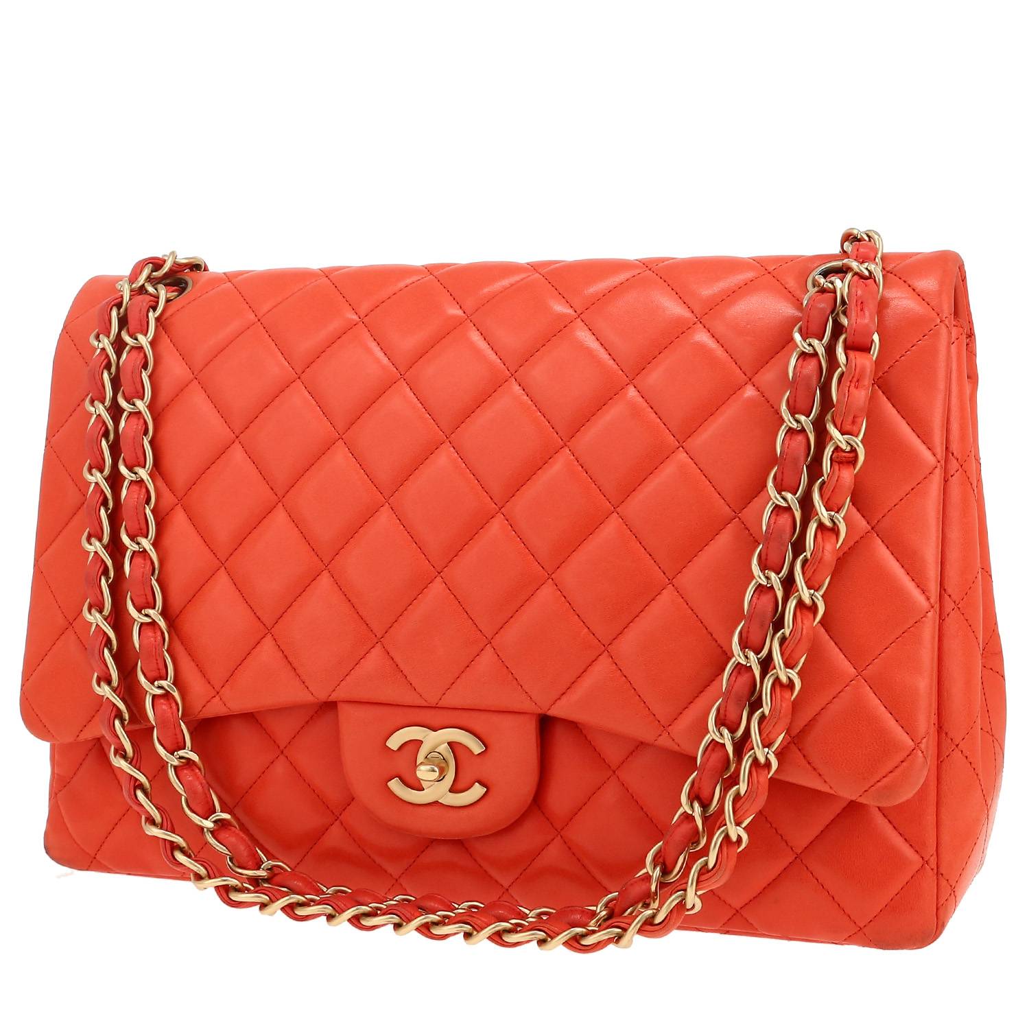 Sac bandoulière Chanel  Timeless Maxi Jumbo en cuir matelassé orange