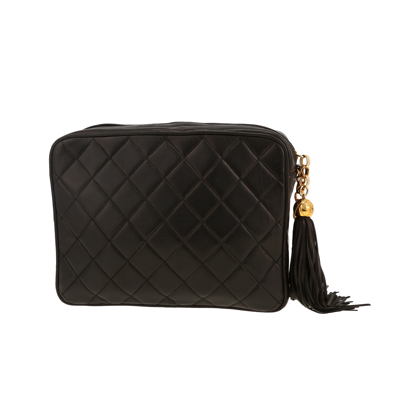 Bolso bandolera Chanel en cuero acolchado negro - Detail D4