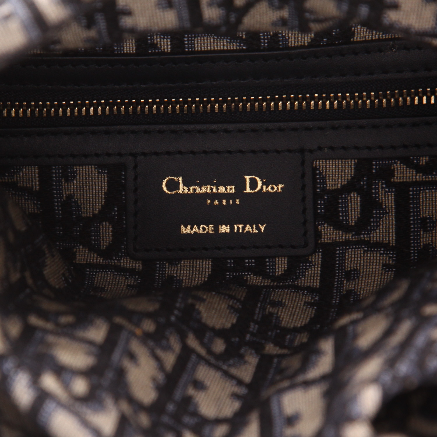 Sac cabas Dior   en osier beige et toile bleu-marine - Detail D2