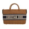 Dior   shopping bag  in beige wicker  and navy blue canvas - Detail D4 thumbnail
