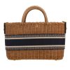 Dior   shopping bag  in beige wicker  and navy blue canvas - Detail D5 thumbnail