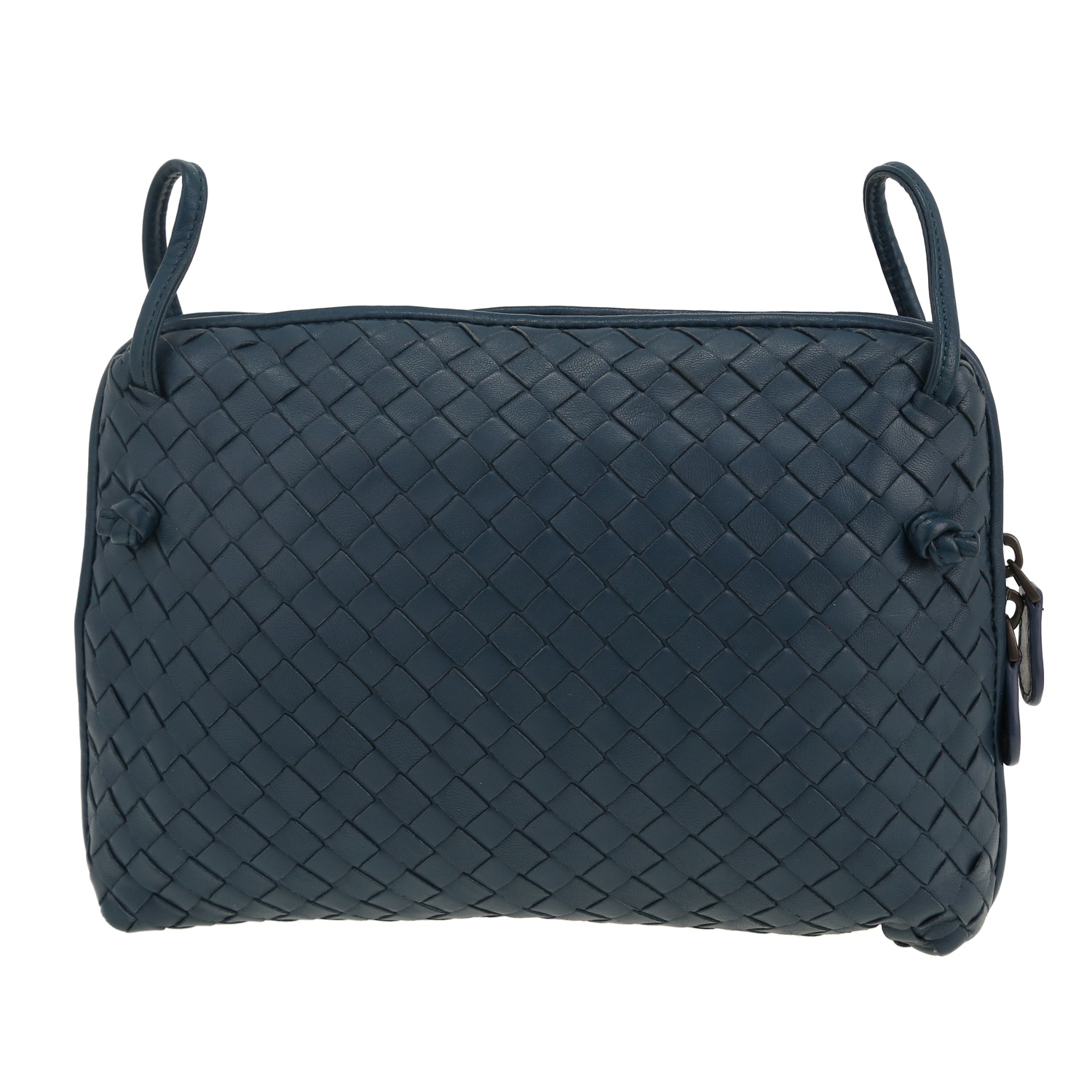 Borsa a tracolla Bottega Veneta  Nodini in pelle intrecciata blu - Detail D4