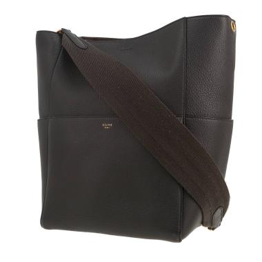 Sac à main Celine  Sac Sangle en cuir grainé gris