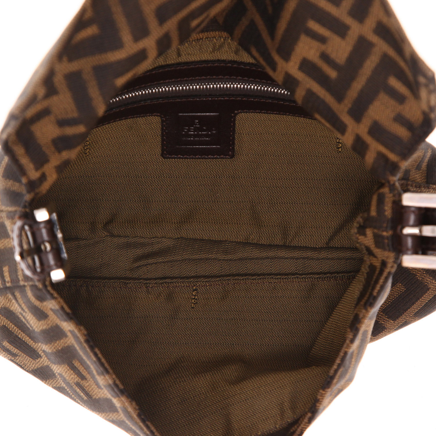 Fendi  Baguette handbag  in brown logo canvas  and brown leather - Detail D3