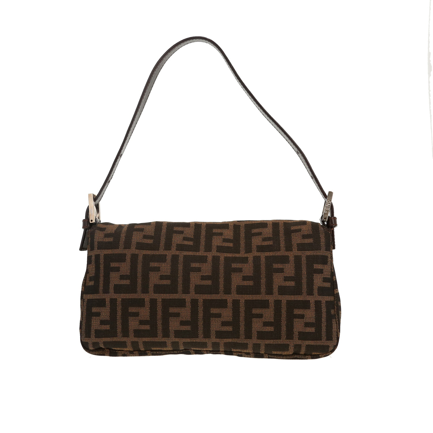 Fendi  Baguette handbag  in brown logo canvas  and brown leather - Detail D4