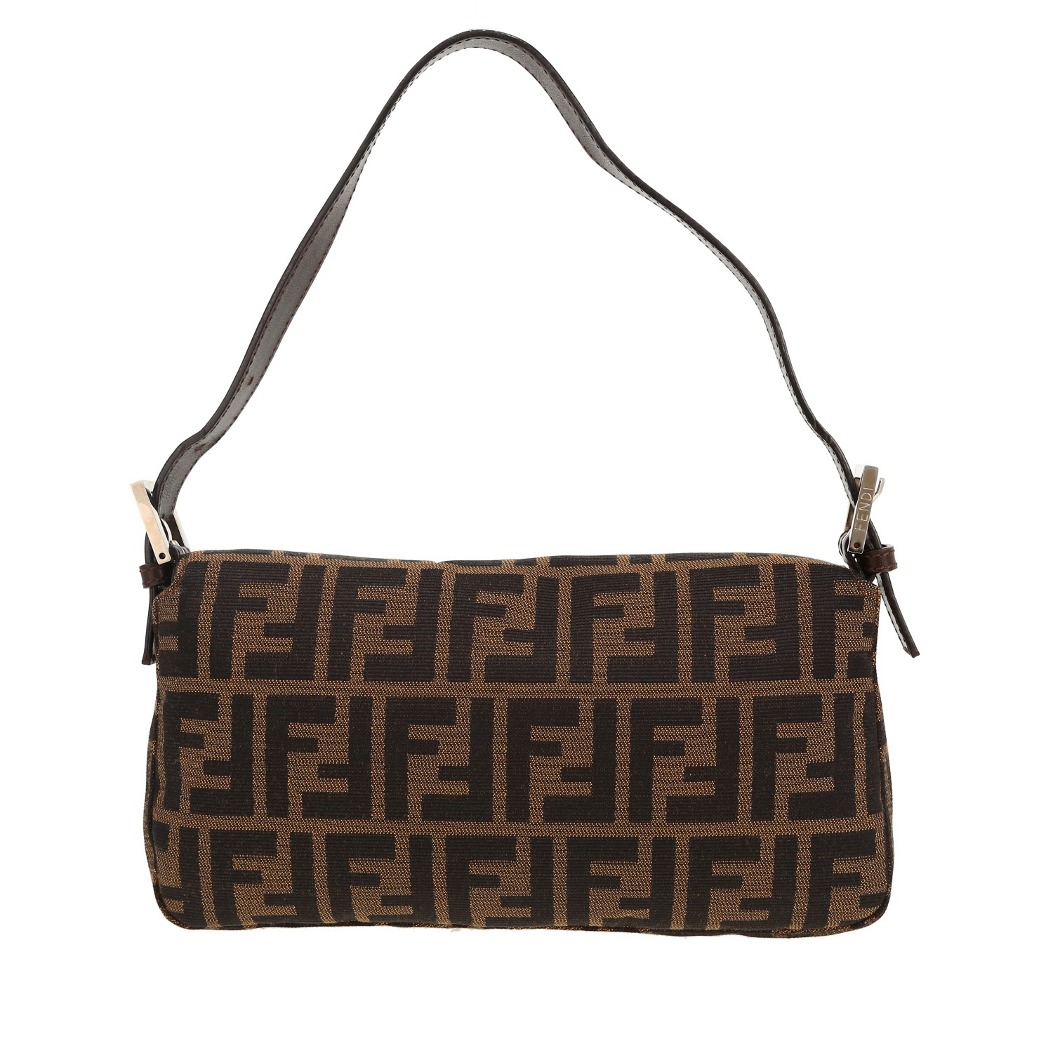 Sac à main Fendi  Baguette en toile siglée marron et cuir marron - Detail D4