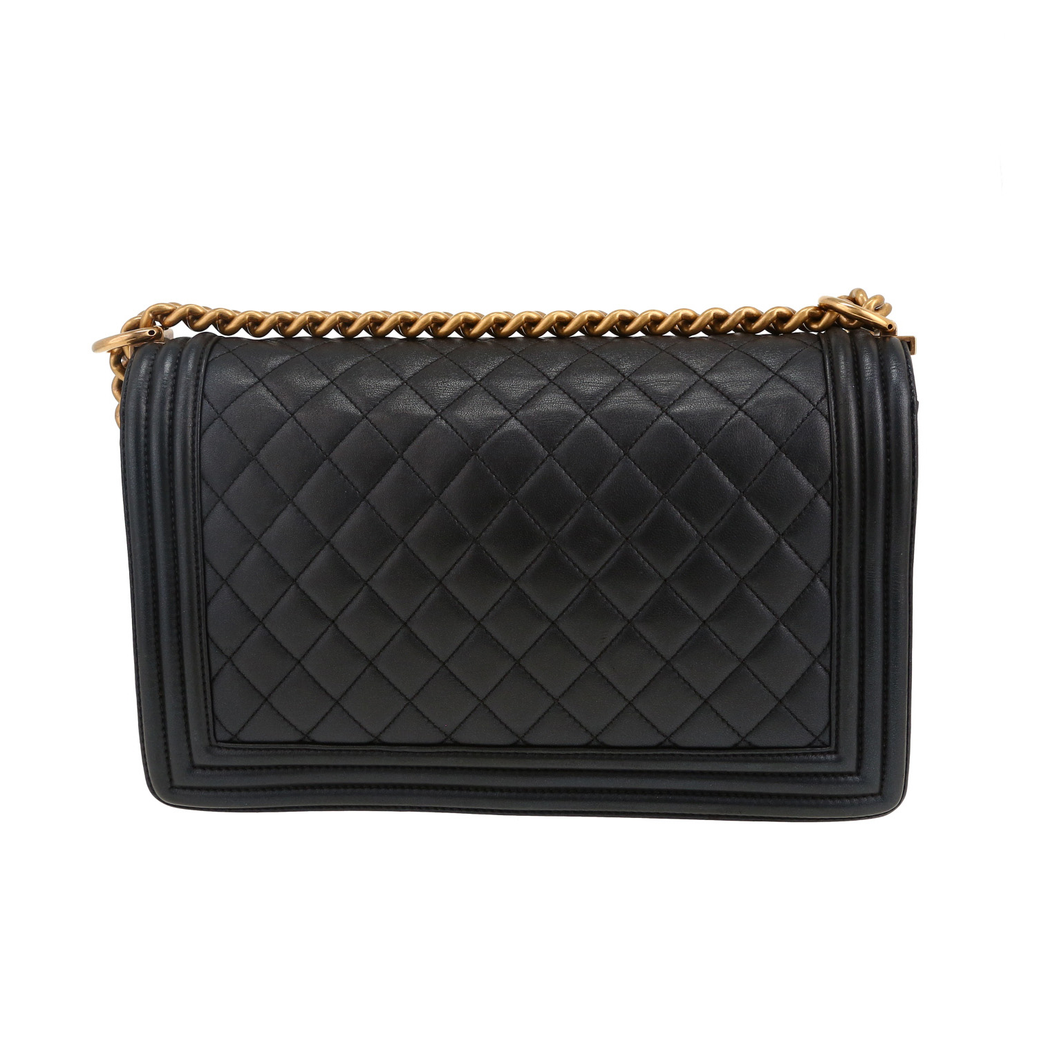 Chanel  Boy large model  shoulder bag  in black quilted leather - Detail D4