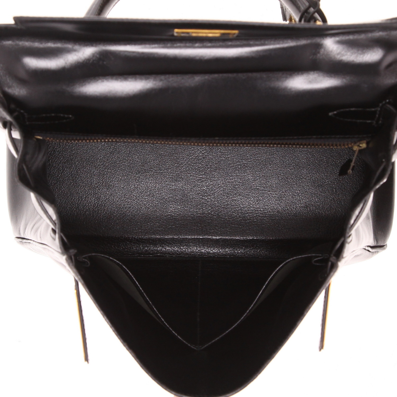 Bolso de mano Hermès  Kelly 28 cm en cuero box negro - Detail D3