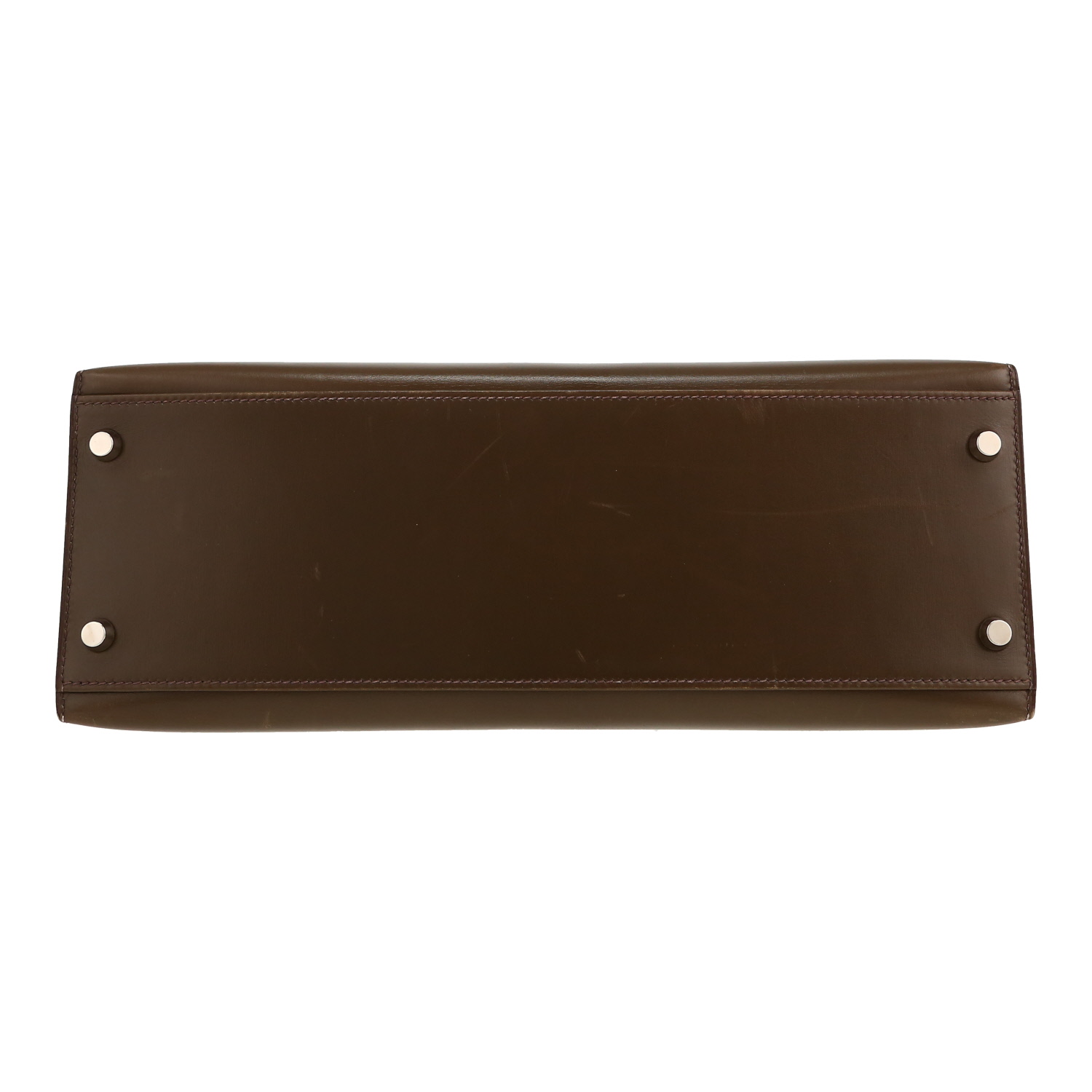 Bolso de mano Hermès  Kelly 32 cm en cuero box caqui - Detail D1