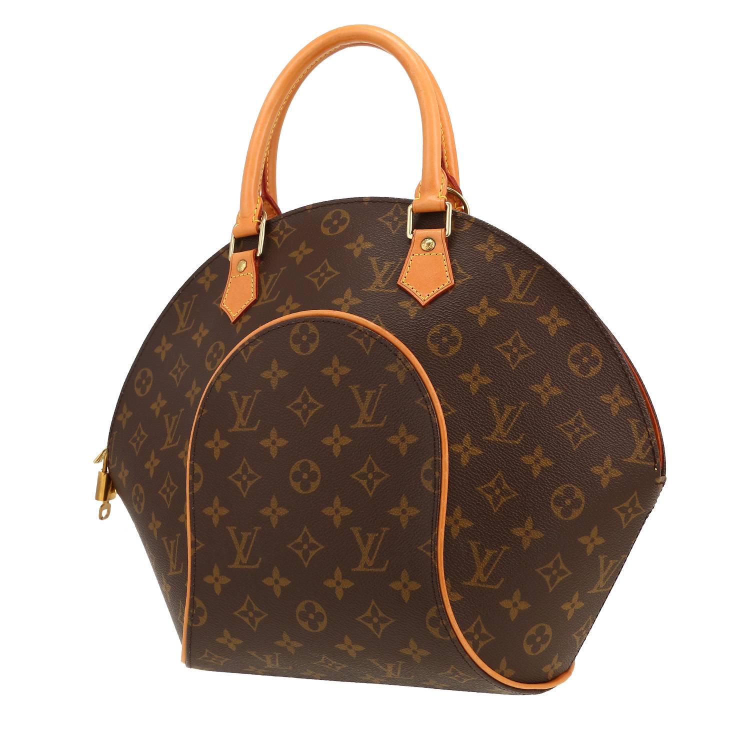 Bolso de mano Louis Vuitton  Ellipse modelo mediano  en lona Monogram marrón y cuero natural