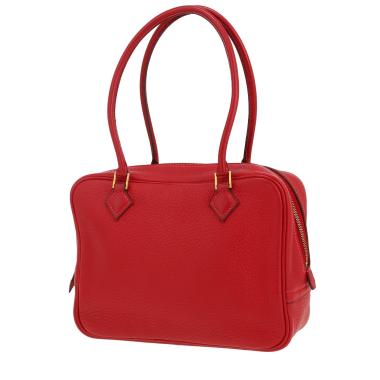 Bolso de mano Hermès  Mini Plume en cuero togo rojo Garance