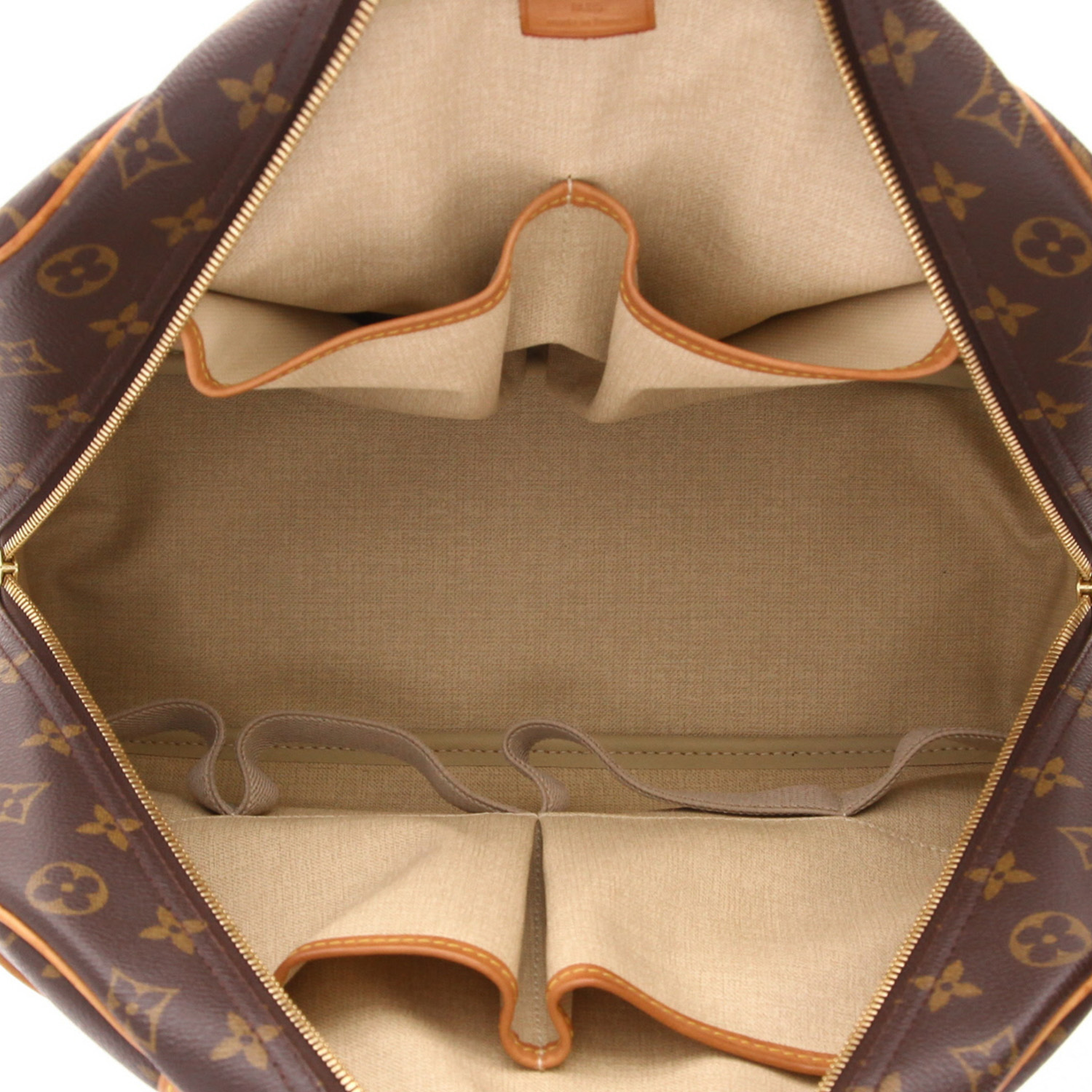 Sac à main Louis Vuitton  Deauville en toile monogram marron et cuir naturel - Detail D3