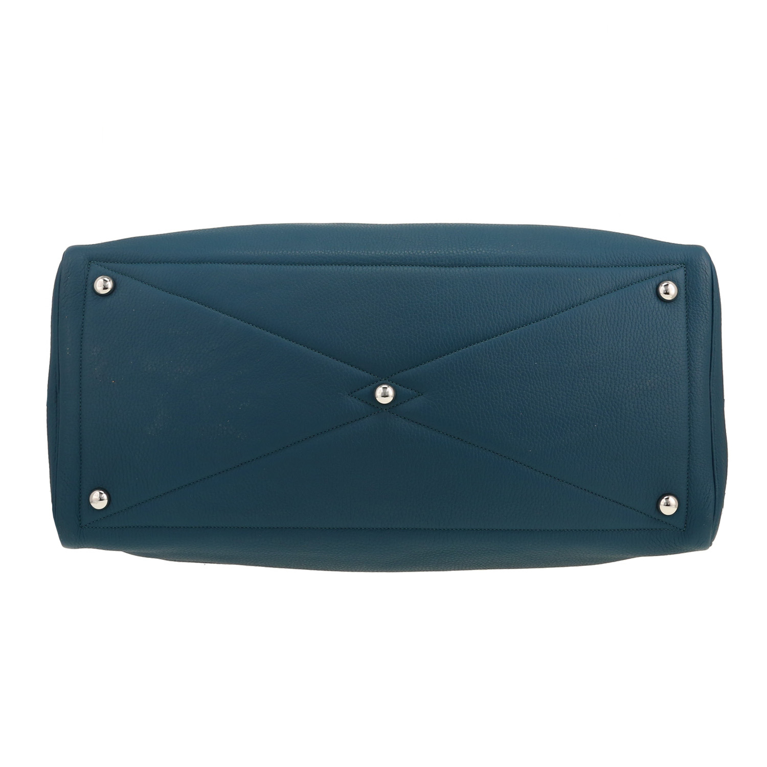 Bolsa de viaje Hermès  Victoria - Travel Bag en cuero togo azul verdoso - Detail D1