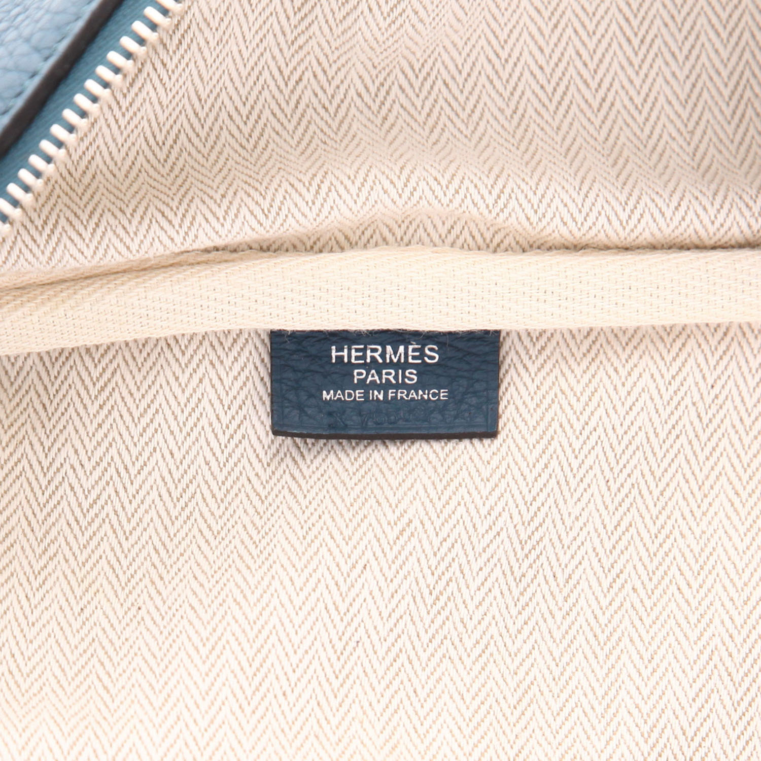 Bolsa de viaje Hermès  Victoria - Travel Bag en cuero togo azul verdoso - Detail D2