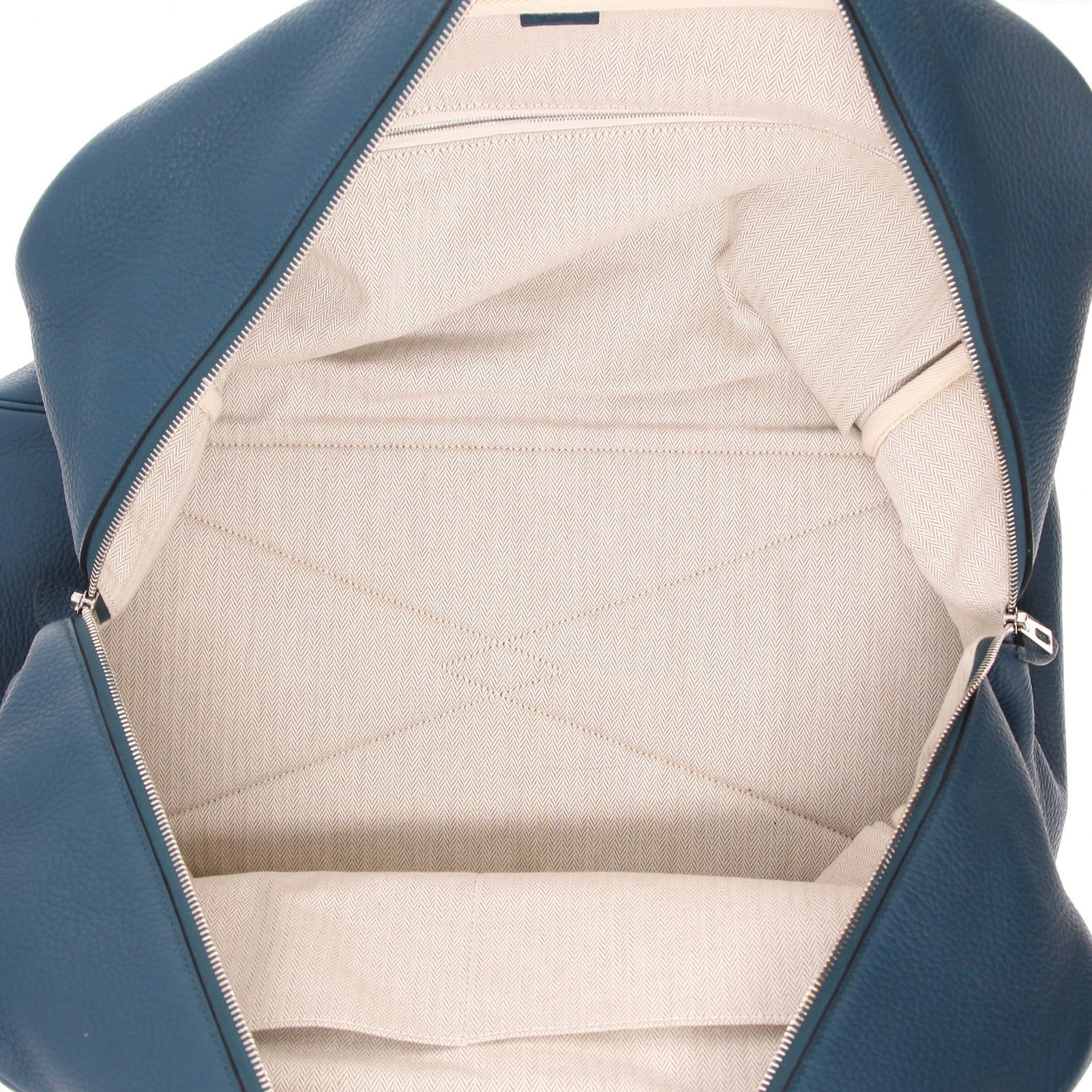 Borsa da viaggio Hermès  Victoria - Travel Bag in pelle togo blu verde - Detail D3