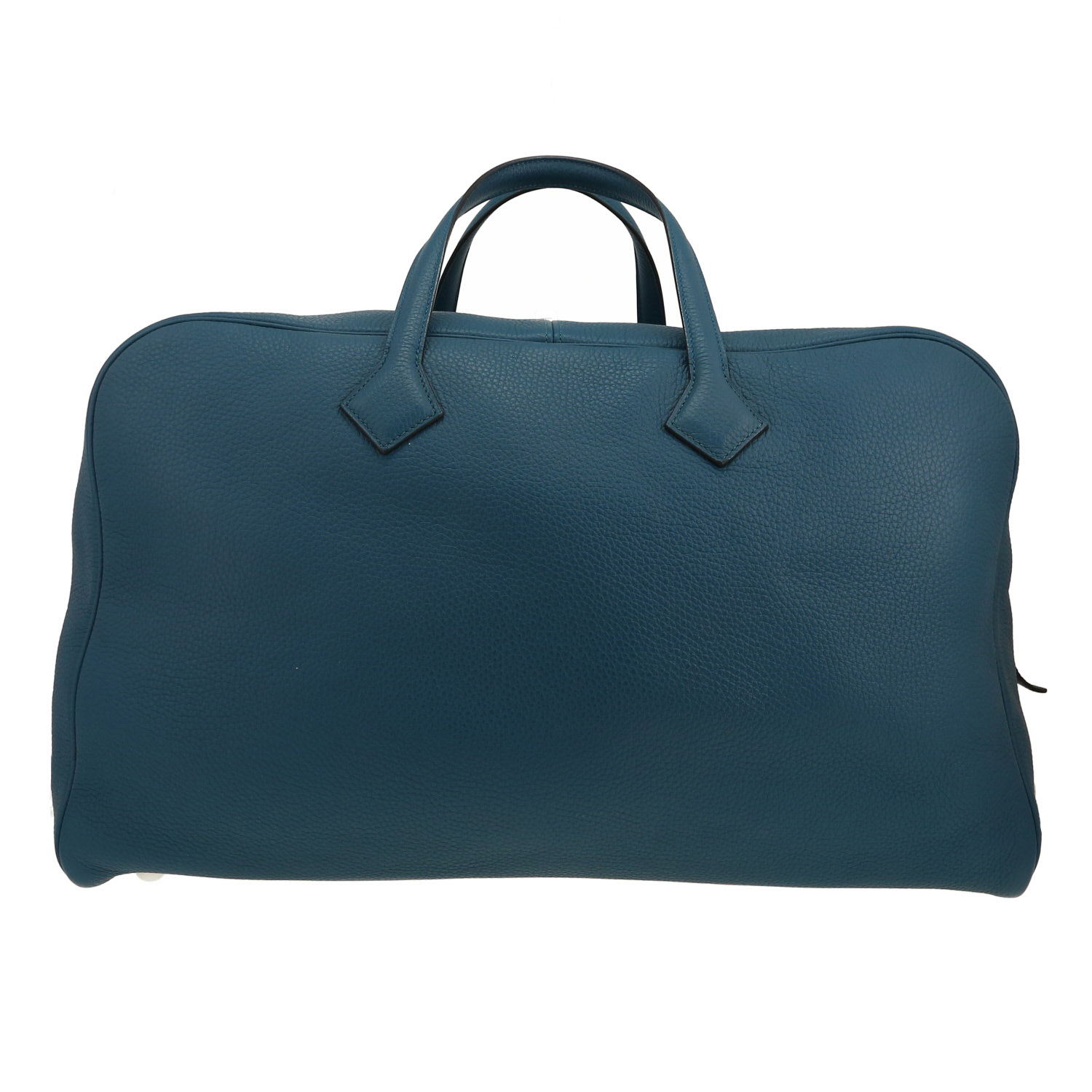 Borsa da viaggio Hermès  Victoria - Travel Bag in pelle togo blu verde - Detail D4