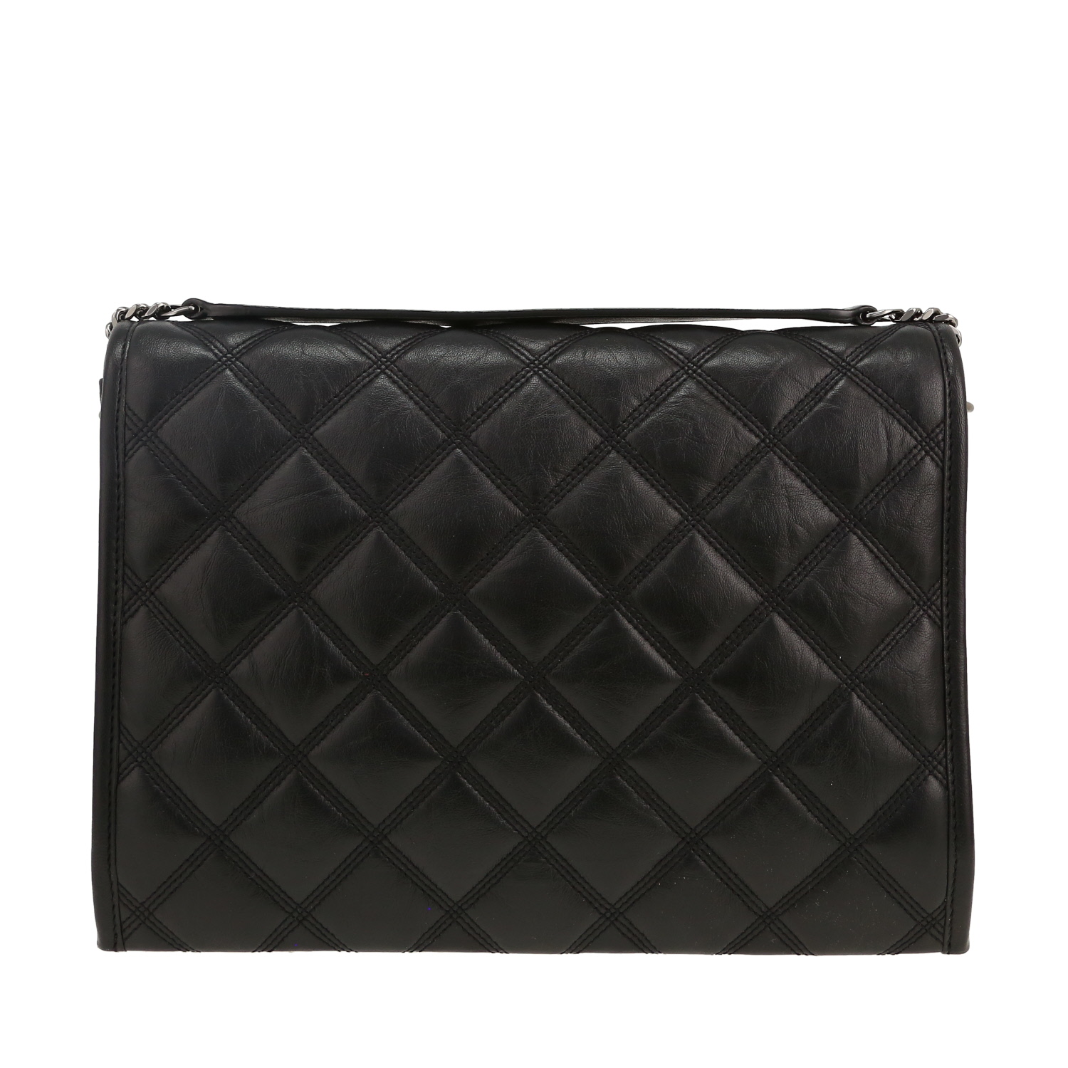 Sac à main Saint Laurent en cuir matelassé noir - Detail D4