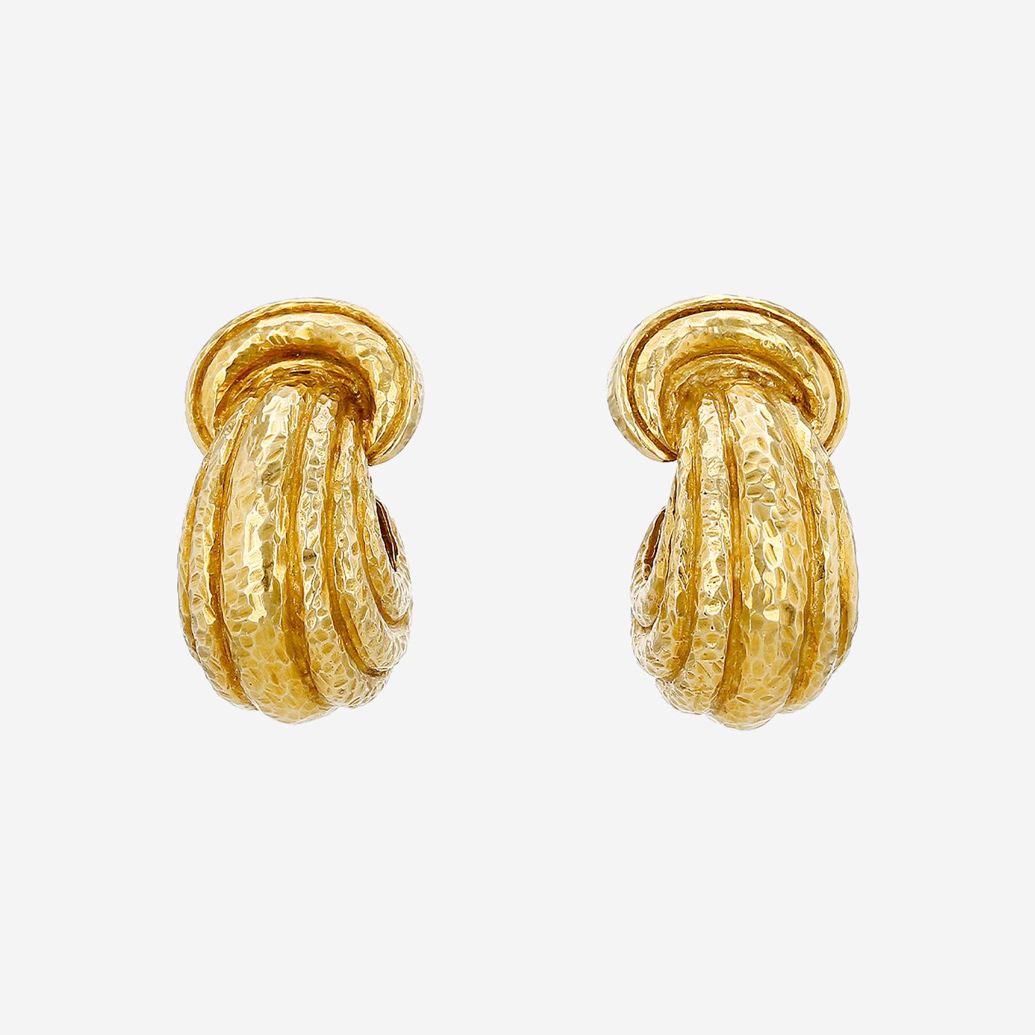 David Webb  earrings for non pierced ears in yellow gold