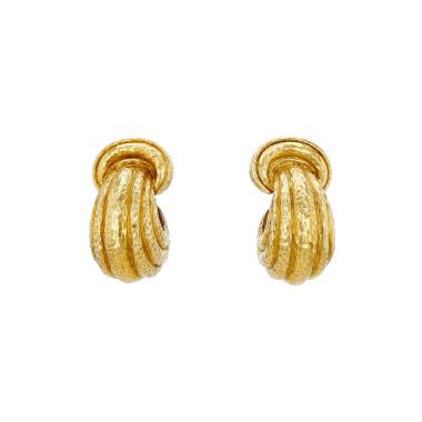 David Webb  earrings for non pierced ears in yellow gold