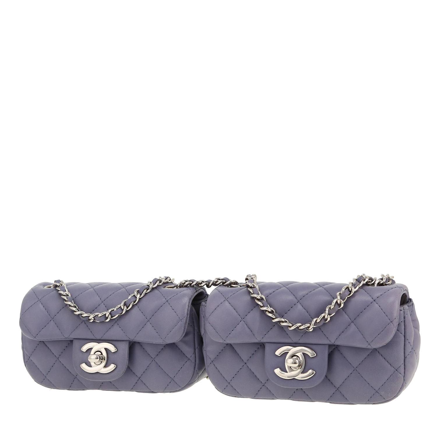 Chanel Mini Twin handbag in purple quilted leather