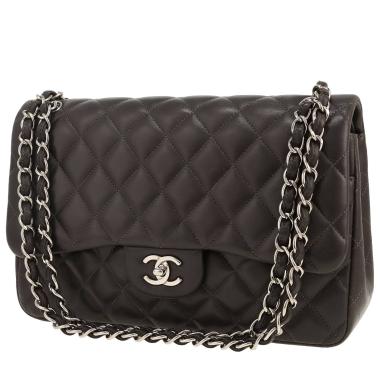 Borsa a tracolla Chanel  Timeless Jumbo in pelle trapuntata grigia