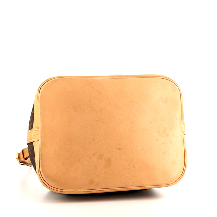 Borsa Louis Vuitton  Petit Noé in tela monogram marrone e pelle naturale - Detail D4