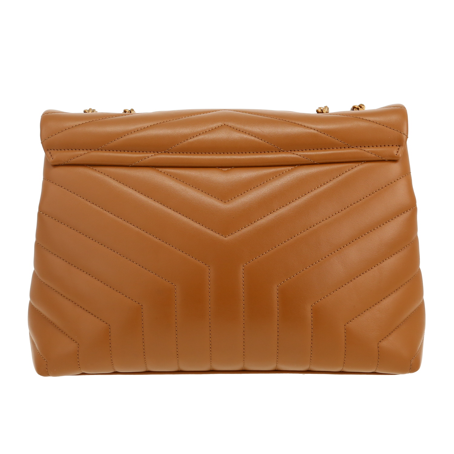 Saint Laurent  Loulou shoulder bag  in brown chevron quilted leather - Detail D4