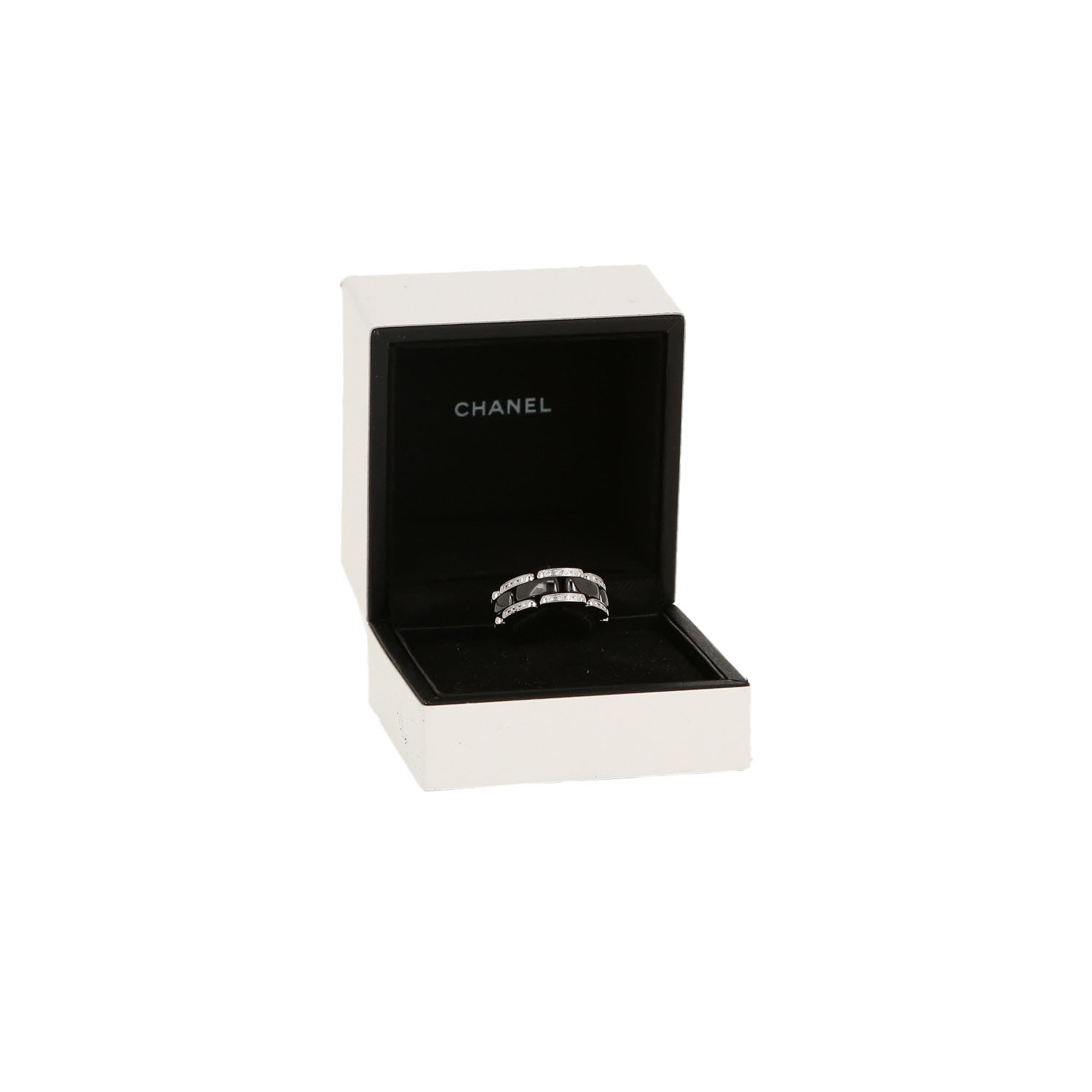 Articulated Chanel Ultra medium model ring in white gold, ceramic and diamonds - Detail D2