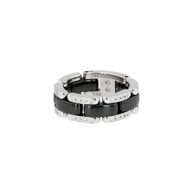 Bague articulée Chanel Ultra moyen modèle en or blanc, céramique et diamants