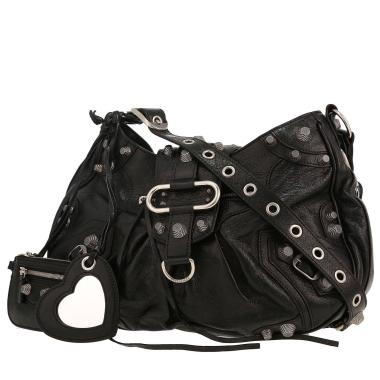 Sac bandoulière Balenciaga  Cagole grand modèle  en cuir vieilli noir