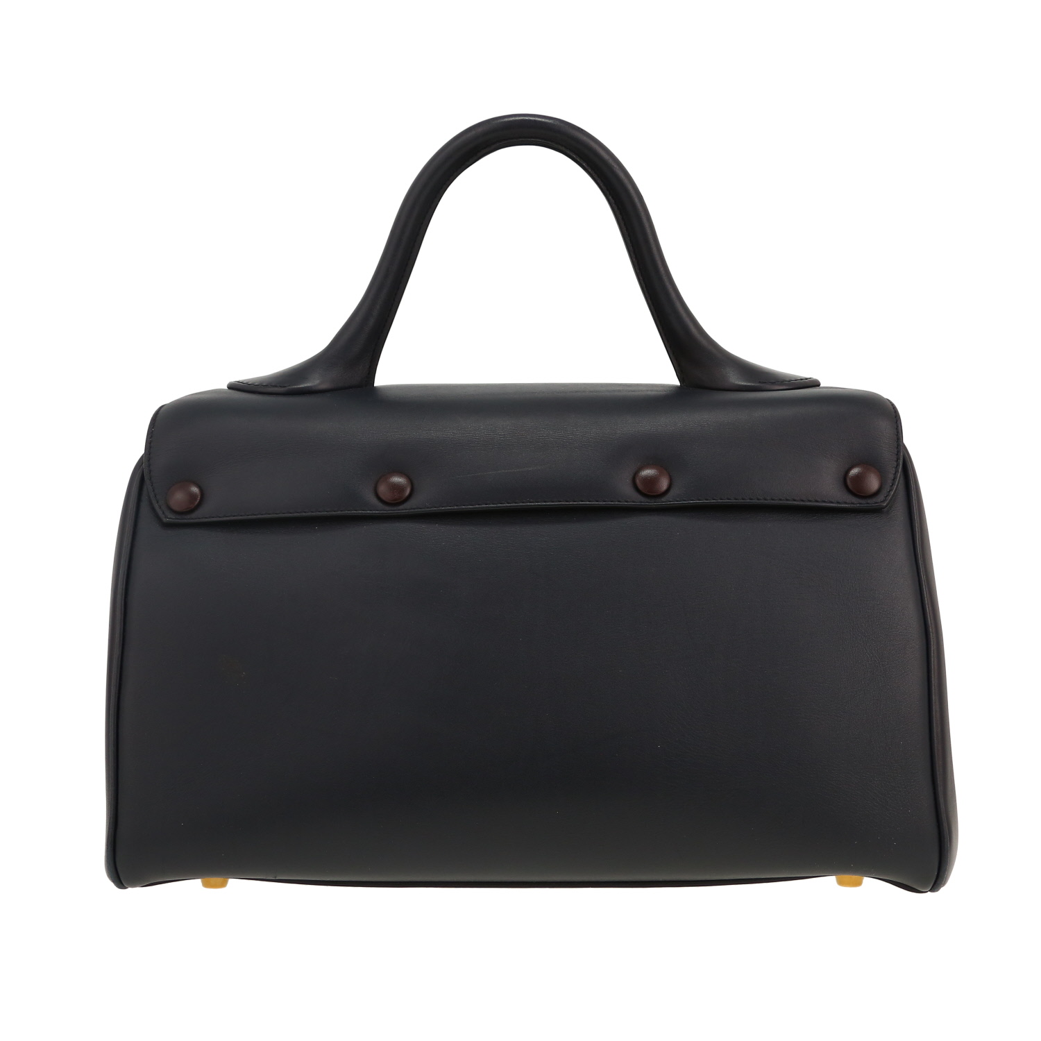 Bolso de mano Celine Case Flap en cuero azul marino - Detail D4