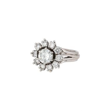 Anello Pompadour Vintage  in oro bianco, platino e diamanti