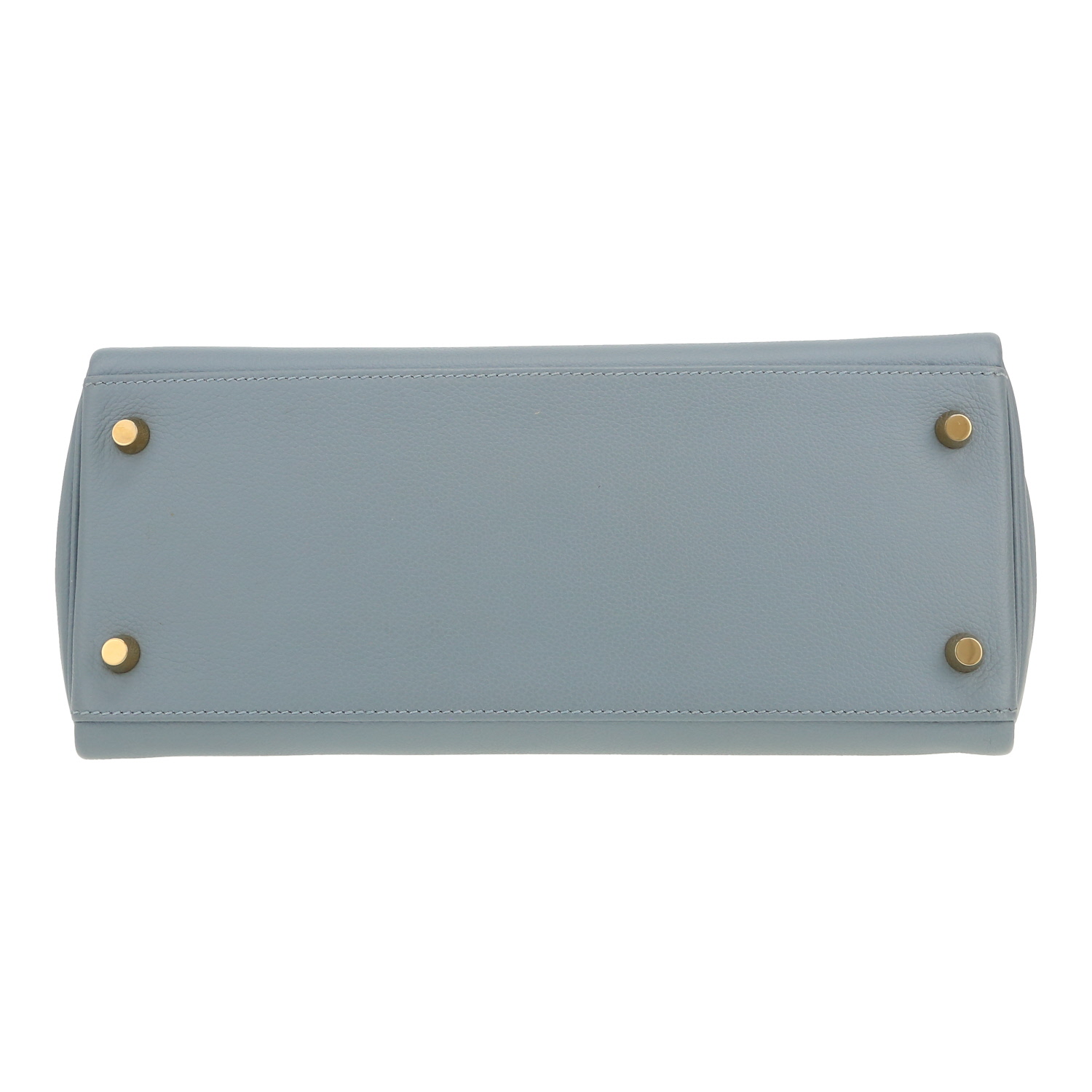 Bolso de mano Hermès  Kelly 28 cm en cuero Evercolor Bleu Lin - Detail D1