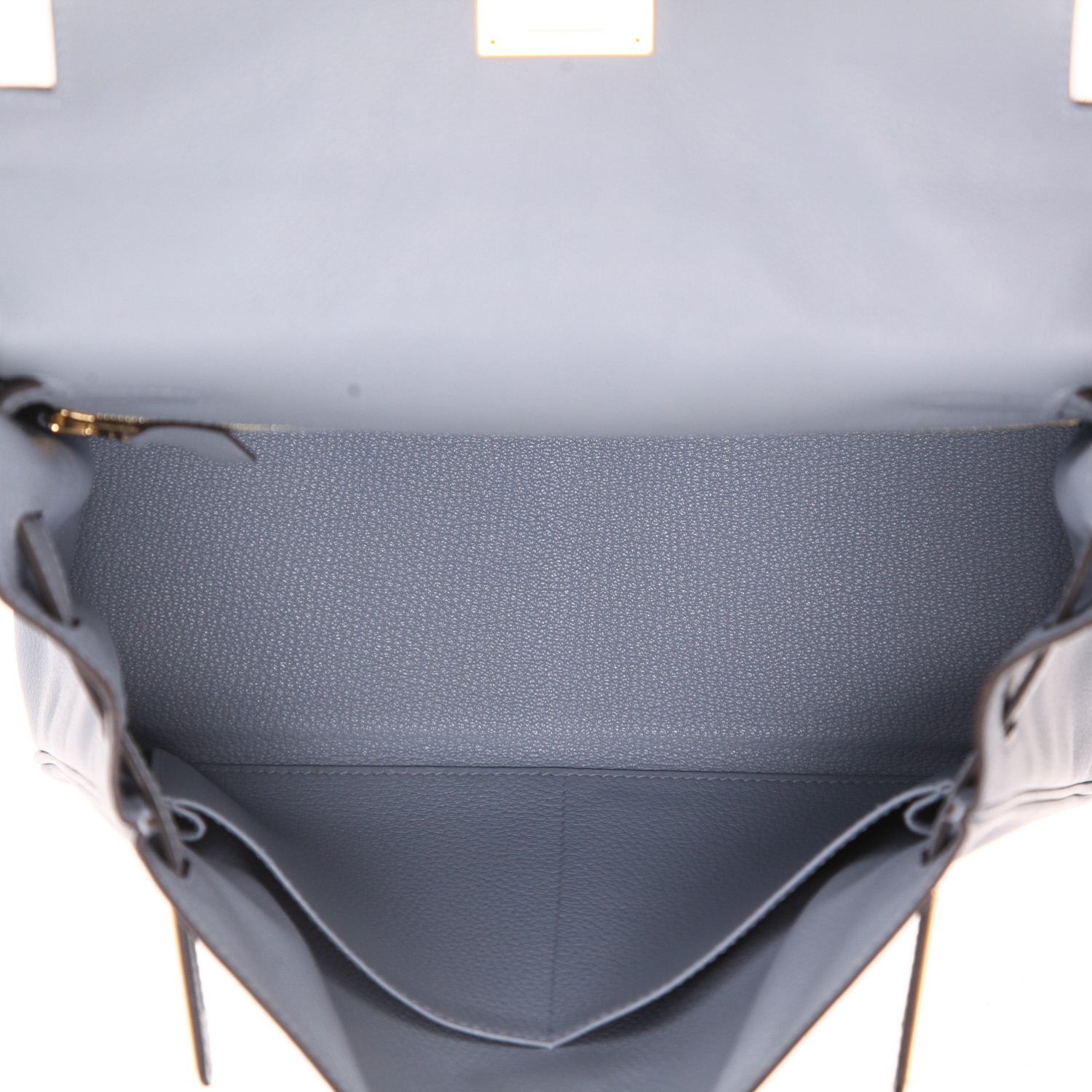 Hermès  Kelly 28 cm handbag  in Bleu Lin Evercolor leather - Detail D3