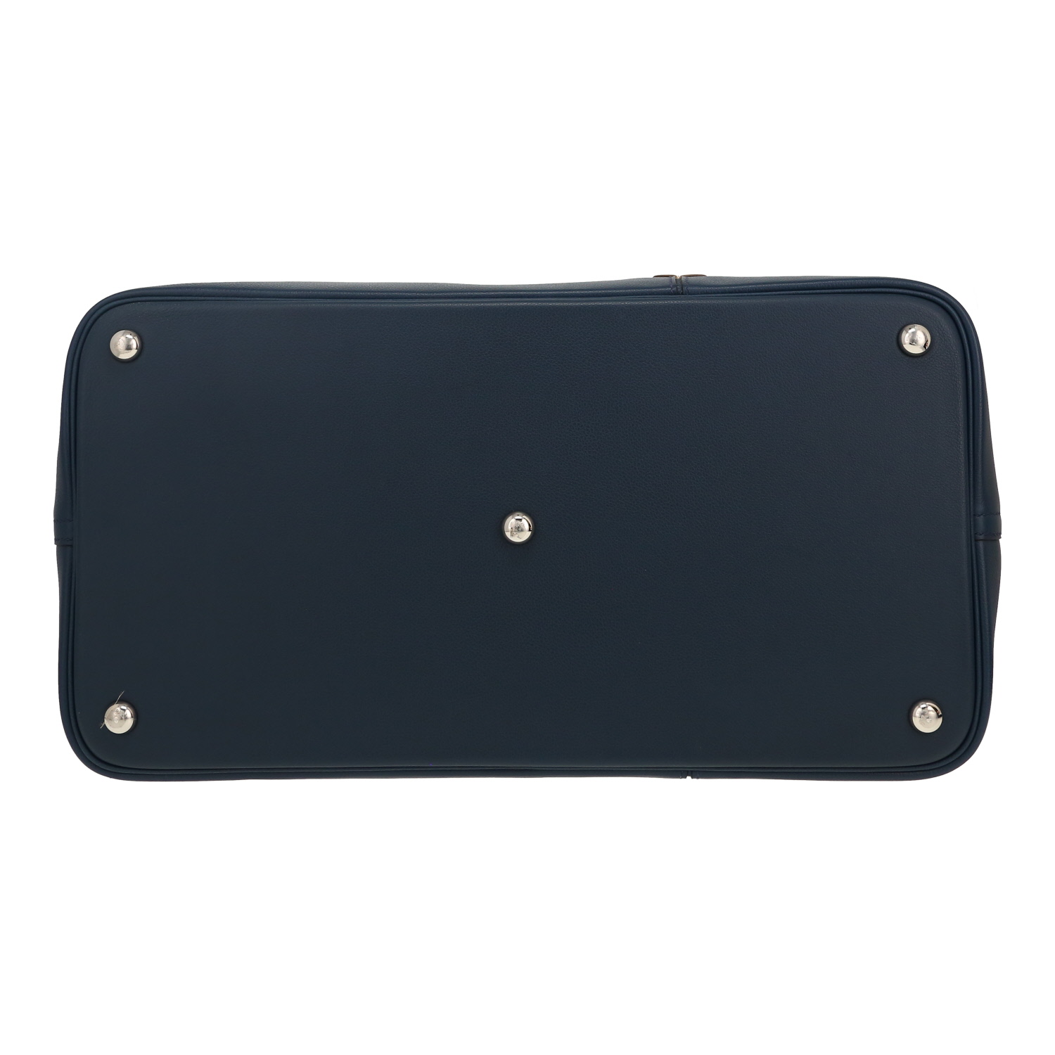 Borsa da viaggio Hermès Bolide - Travel Bag in pelle Evergrain blu e bianca - Detail D1