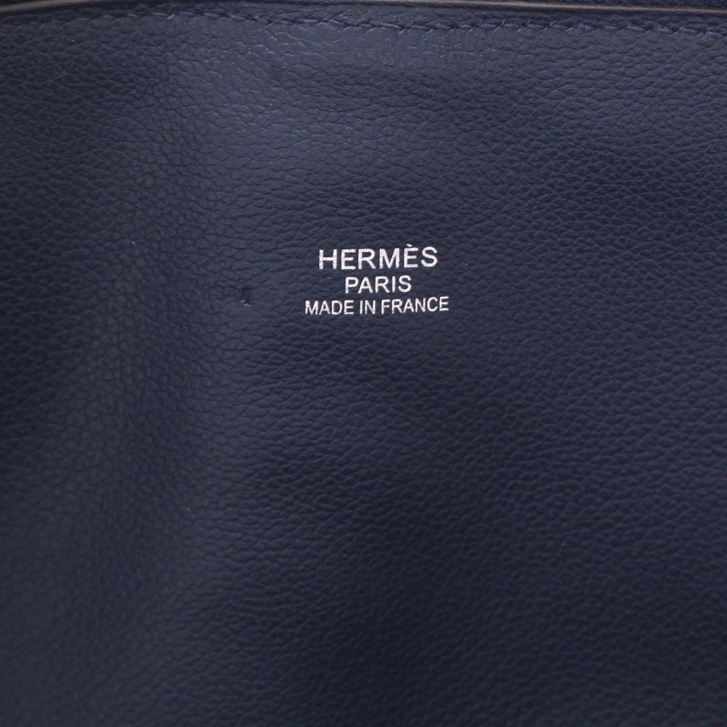 Borsa da viaggio Hermès Bolide - Travel Bag in pelle Evergrain blu e bianca - Detail D2