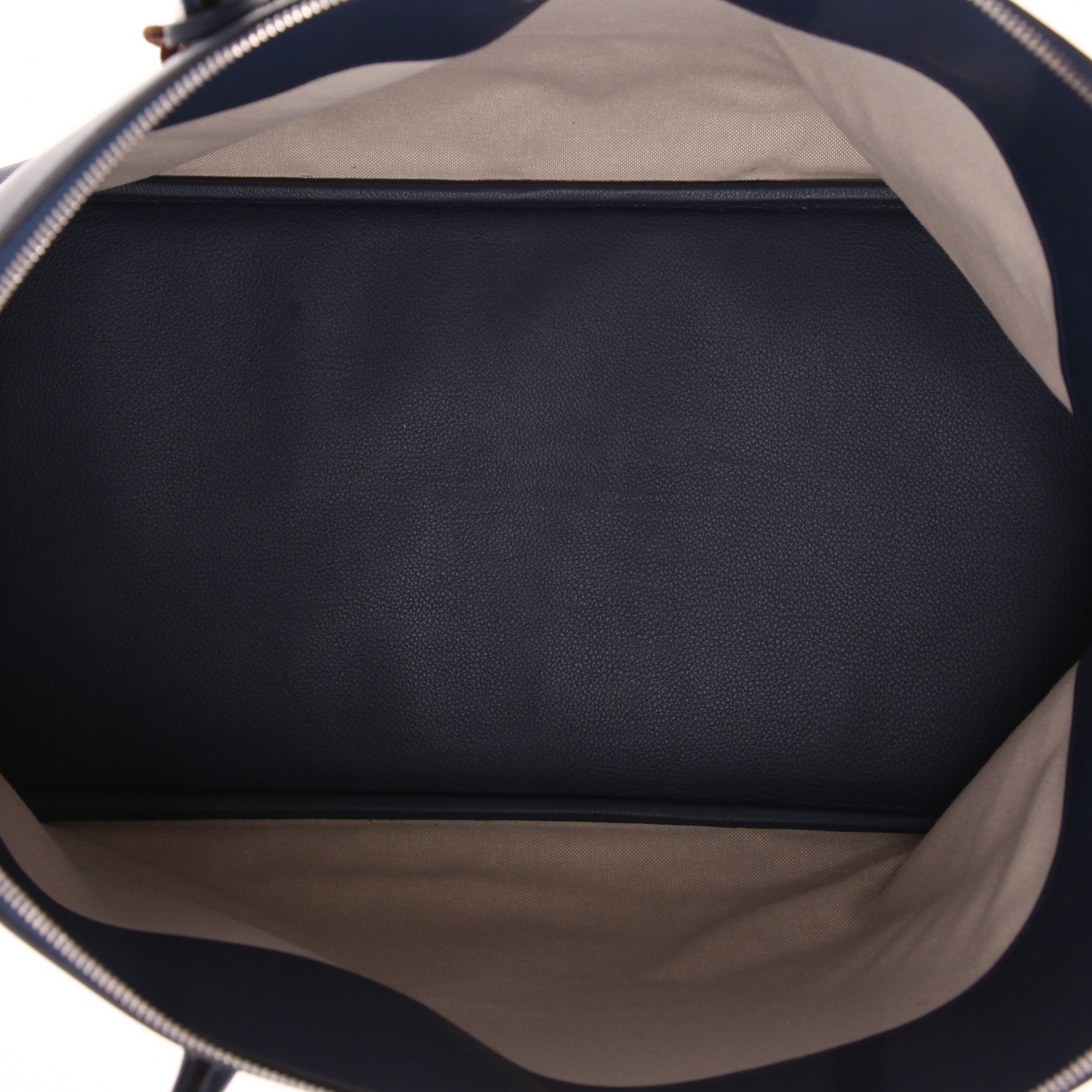 Borsa da viaggio Hermès Bolide - Travel Bag in pelle Evergrain blu e bianca - Detail D3
