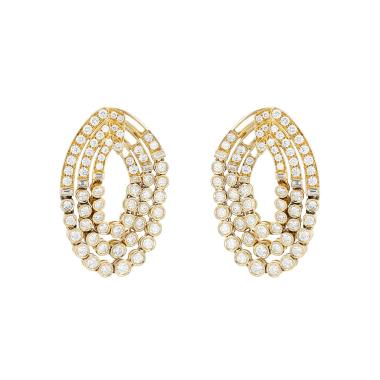 Paire de boucles d'oreilles semi-articulée Vintage en or jaune et diamants