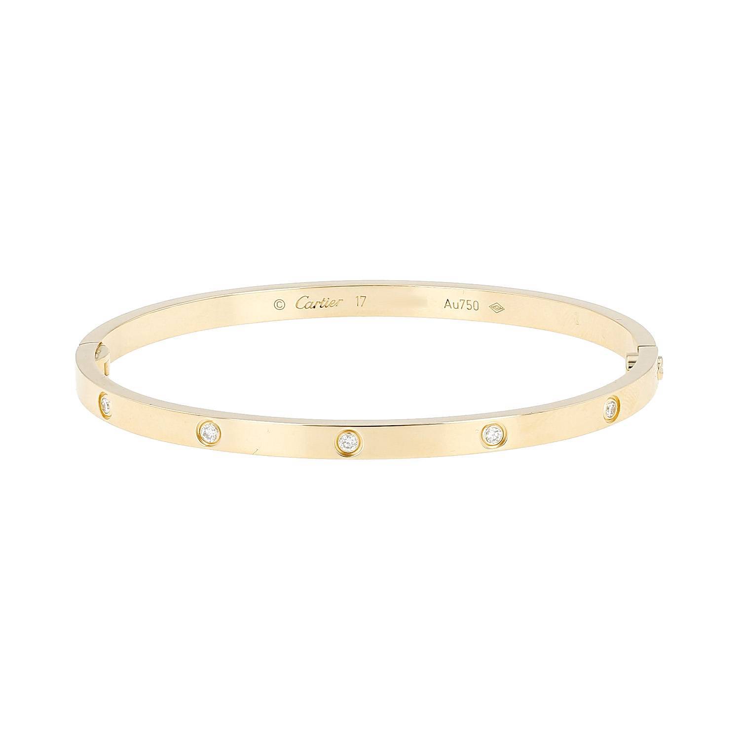 Brazalete Cartier Love 10 diamants modelo pequeño de oro amarillo y diamantes