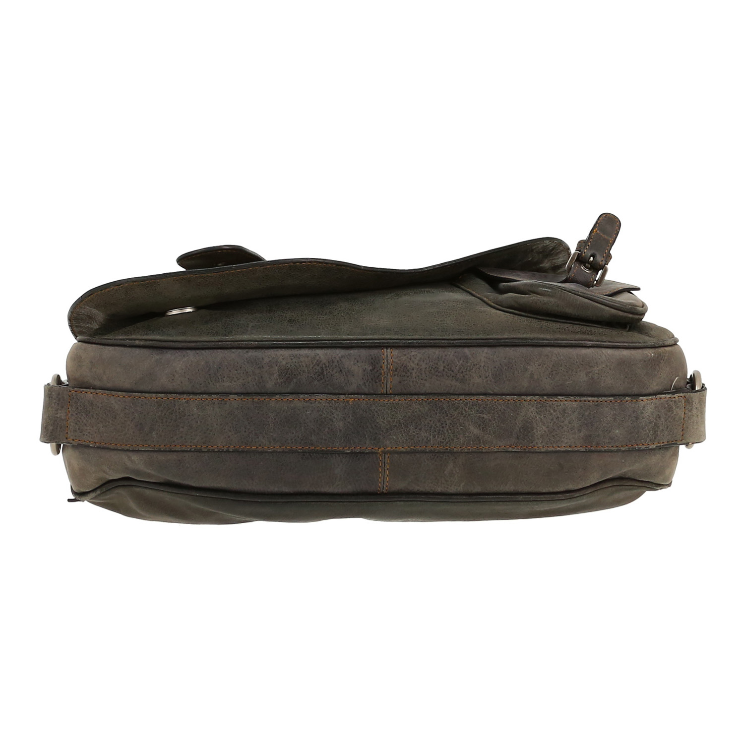 Bolso de mano Dior  Gaucho en cuero gris y junco marrón - Detail D1