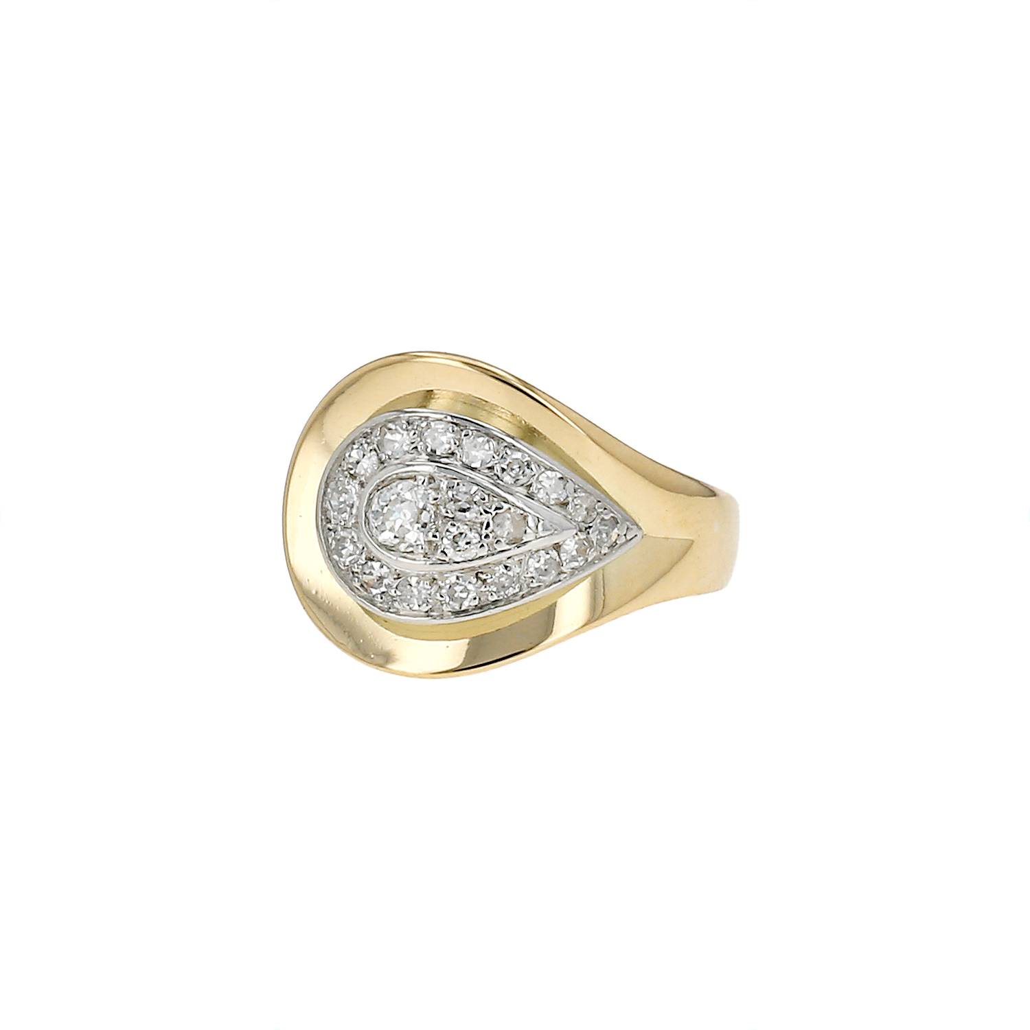 Bague Vintage  en or jaune, platine et diamants - 00pp